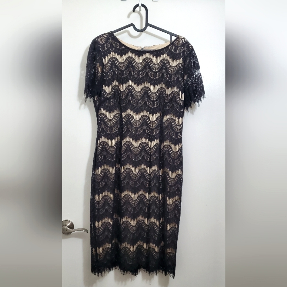 LIKE NEW Preston & York Black Lace Midi Dress